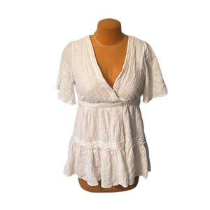 Princess Polly Wrap Mini Dress in White Gauze Size 6